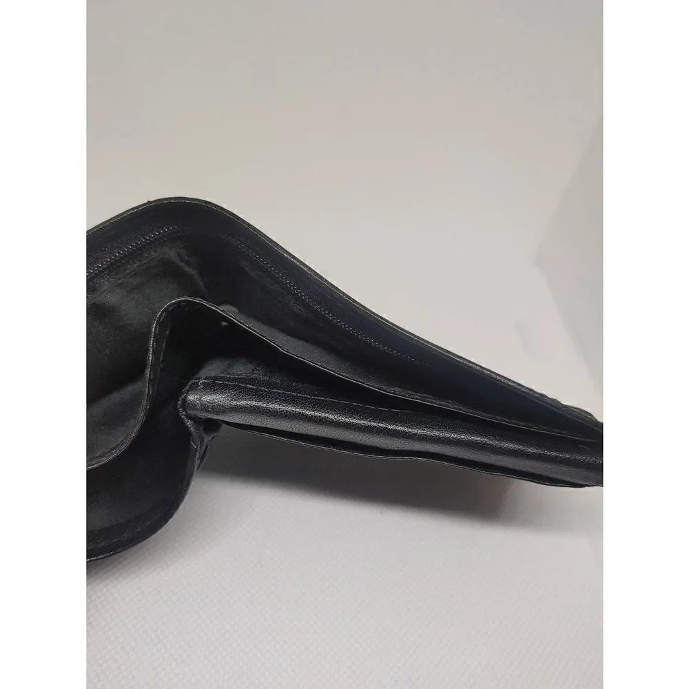 Unisex Handcrafted Genuine Leather Black Bifold W/ Snap Wallet